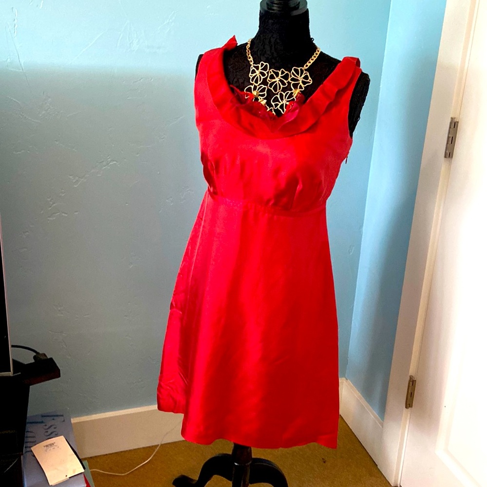 Anthropologie Moulinette  Soeurs silk dark red cocktail dress - size 8, like new